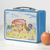 Lunch Box Vintage animal de ferme vieux mode porc canard agn (En situation)