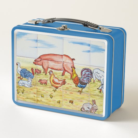Lunch Box Vintage animal de ferme vieux mode porc canard agn (Devant)