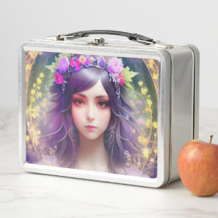 Lunch Box Vintage Mucha Style Belle femme Portrait