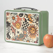 Lunch Box Vintage Retro Celestial Grunge Pattern (En situation)