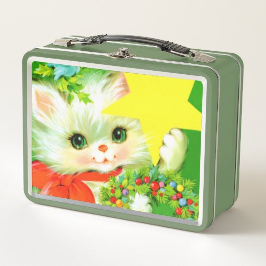 Lunch Box vintage retro chat de Noël (Devant)