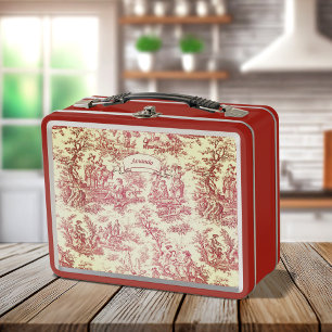 Lunch Box Vintage rose rose de jouy imprimé
