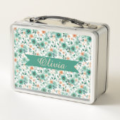 Lunch Box Vintage Spring Green Floral Personalized (Dos)
