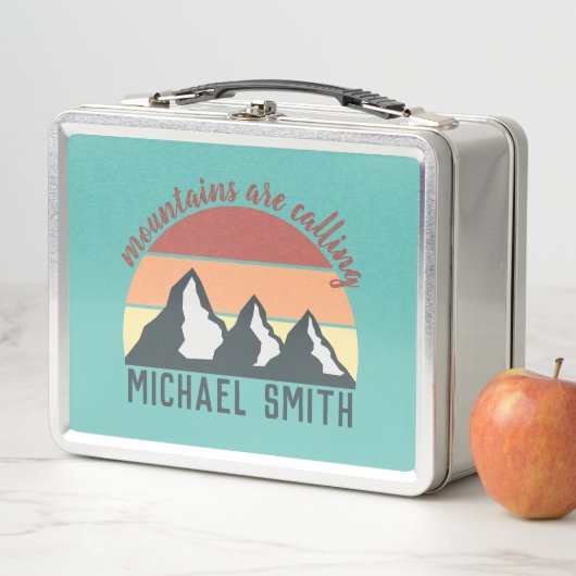 Lunch Box Vintages pastels montagnes appellent mongram ciel (En situation)