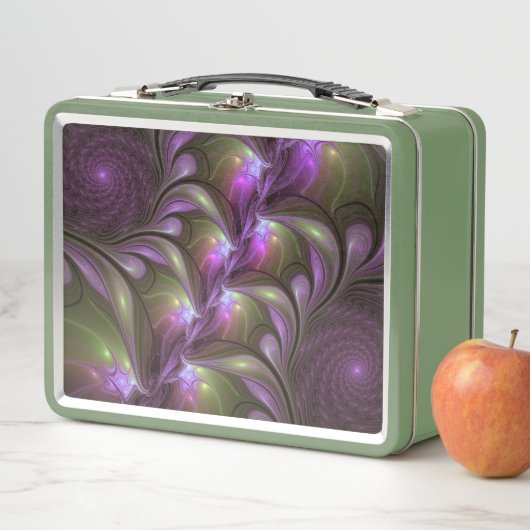 Lunch Box Violet Abstrait violet violet kaki fractal (En situation)