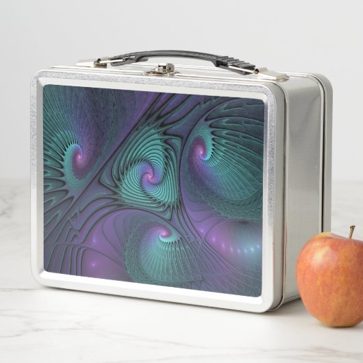 Lunch Box Violet rencontre Turquoise moderne art fractal abs (En situation)