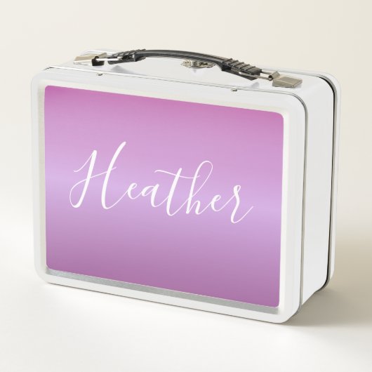 Lunch Box Violet violet et script blanc personnalisé (Dos)