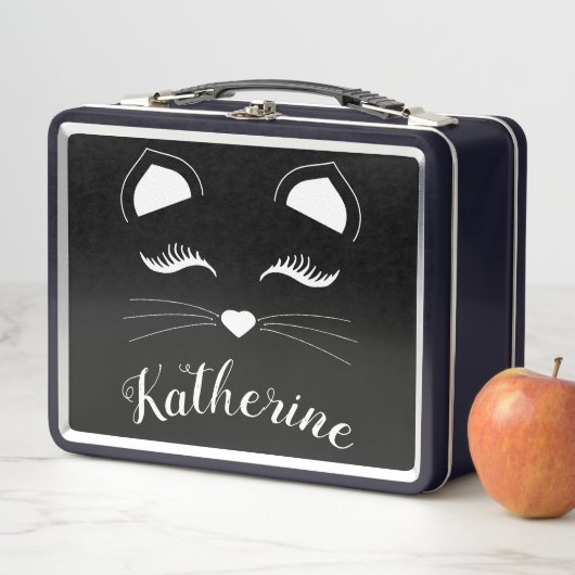 Lunch Box Visage de chat noir et blanc (En situation)