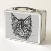 Lunch Box Visage de Kitten noir et blanc sur gris (Dos)
