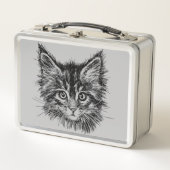 Lunch Box Visage de Kitten noir et blanc sur gris (Devant)
