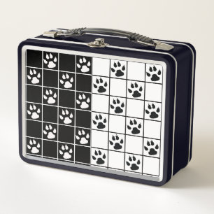 Lunch Box Vitre blanche noire Cute Paw Plaid