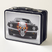 Lunch Box Voiture de muscle de crâne flamboyant (Dos)