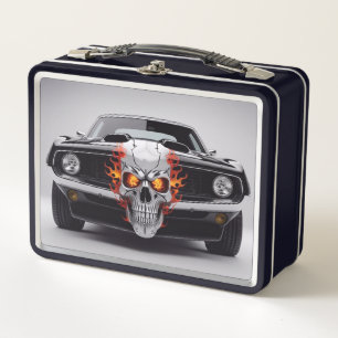 Lunch Box Voiture de muscle de crâne flamboyant
