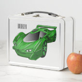 Lunch Box Voiture de sport verte avec illustration airfos (En situation)
