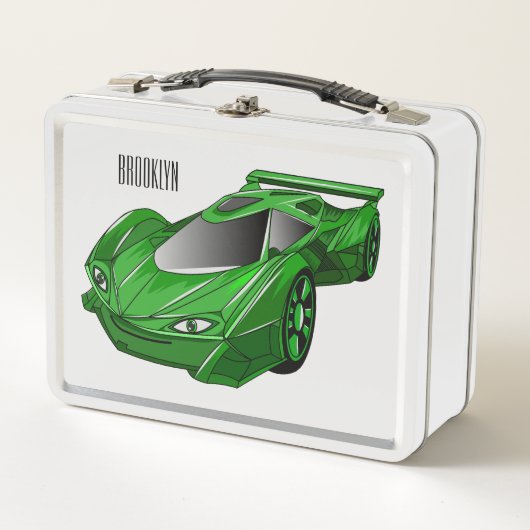 Lunch Box Voiture de sport verte avec illustration airfos (Devant)