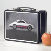 Lunch Box Voiture rétro blanche et rose (En situation)