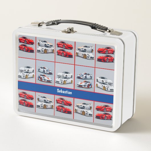 Lunch Box Voitures de sport tendance Rouge et blanc (Devant)