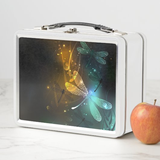 Lunch Box Vol de libellule verte lumineuse (En situation)
