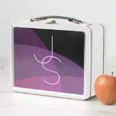 Lunch Box Vos initiales de chevauchement | Moderne violet et (En situation)