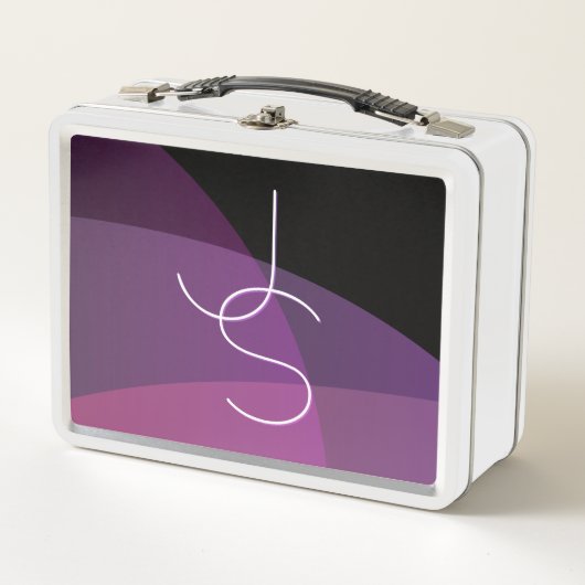 Lunch Box Vos initiales de chevauchement | Moderne violet et (Devant)