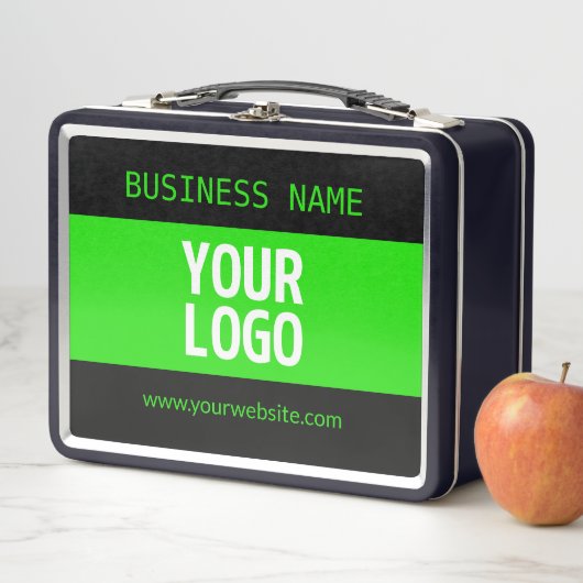 Lunch Box Votre logo ou image | Noir et vert brillant (En situation)