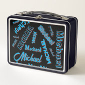 Lunch Box Votre nom motif monogramme bleu rouge noir (Devant)