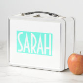 Lunch Box Votre nom | Texte en gras blanc sur Aqua brillant (En situation)