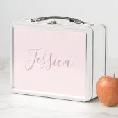 Lunch Box Votre texte | Élégant Script & Soft Blush Rose (En situation)