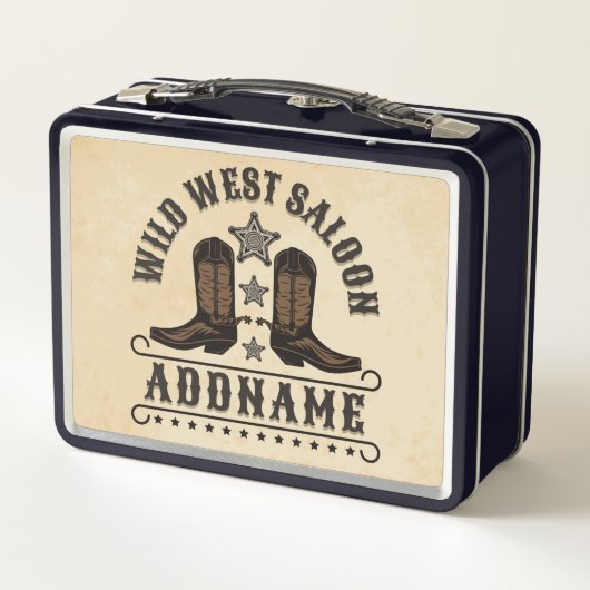 Lunch Box Western Cowboy Boots AJOUTER LE NOM Sheriff Spurs  (Dos)