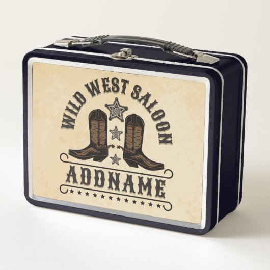Lunch Box Western Cowboy Boots AJOUTER LE NOM Sheriff Spurs  (Devant)