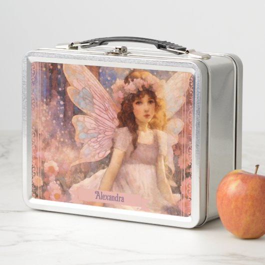 Lunch Box Whimsical Fairy in Dreamy Pink Floral Garden (En situation)