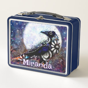 Lunch Box Whimsical Raven Moon Floral Noir Personnalisé