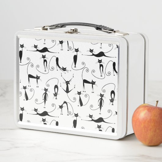 Lunch Box Whimsical Skinny Motif de chat noir (En situation)