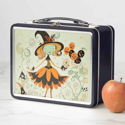 Lunch Box whimsical/sorcière/citrouille/chute (En situation)