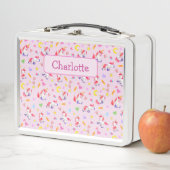 Lunch Box Whimsical Unicorn Motif rose Personnalisé (En situation)