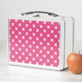 Lunch Box White cross stitches on fuchsia (En situation)