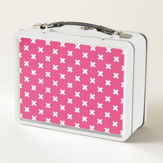 Lunch Box White cross stitches on fuchsia (Dos)