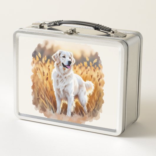 Lunch Box White Golden Retriever Dog (Devant)