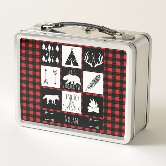 Lunch Box Wilderness rustique & Animaux Buffalo Check Plaid (Dos)
