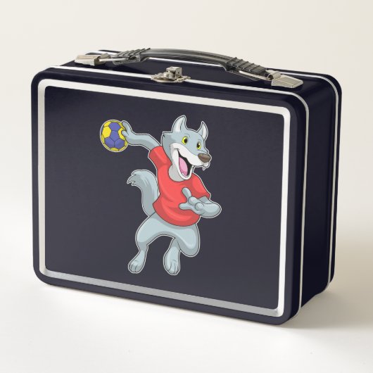 Lunch Box Wolf comme joueur de handball avec Handball (Devant)