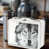 Lunch Box Wolf Portrait noir blanc