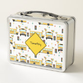 Lunch Box Yellow School Bus Party Kids Custom Name (Dos)