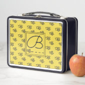 Lunch Box Yellow Summer Bees Monogramme Motif (En situation)