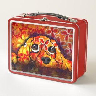 Lunch Box Yeux de chien chiot Whimsical Abstrait Floral Oran