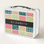 Lunch Box Zigzag, Chevron, En vichy, Pois, Votre Nom (Dos)
