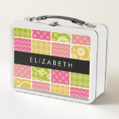 Lunch Box Zigzag, Chevron, Pois, En vichy, Votre Nom (Devant)