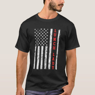 Lunch Dame Cafetaria Worker Amerikaanse vlag Graph T-shirt