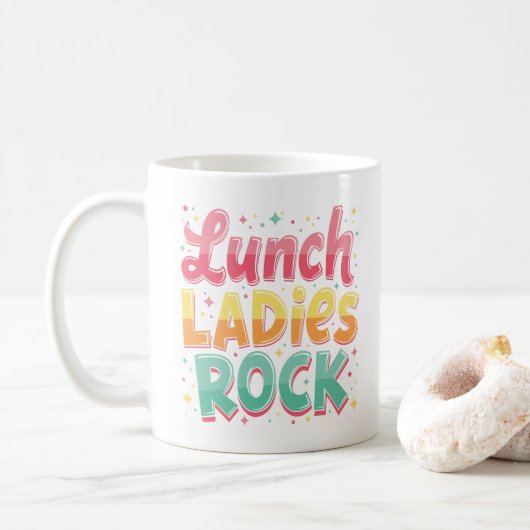 Lunch Dames Rock! Grappige lunchdame Koffiemok (Met donut)
