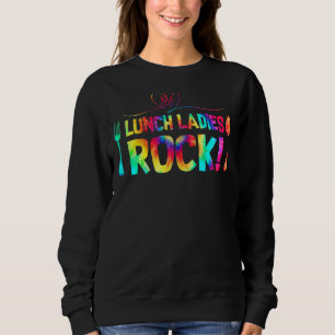 Lunch Dames Rock Tie Dye Lunch Lady Squad Terug T Trui
