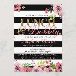 Lunch en bubbelbaar Glitter Black White Vrijgezell Kaart